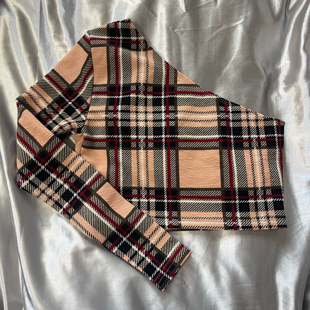 Plaid One-Shoulder Top